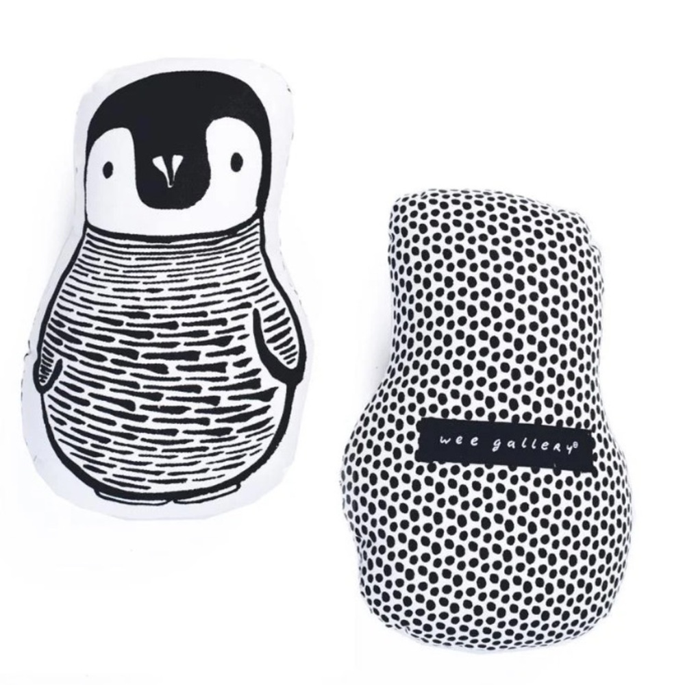 Wee Gallery Black and White penguin pillow